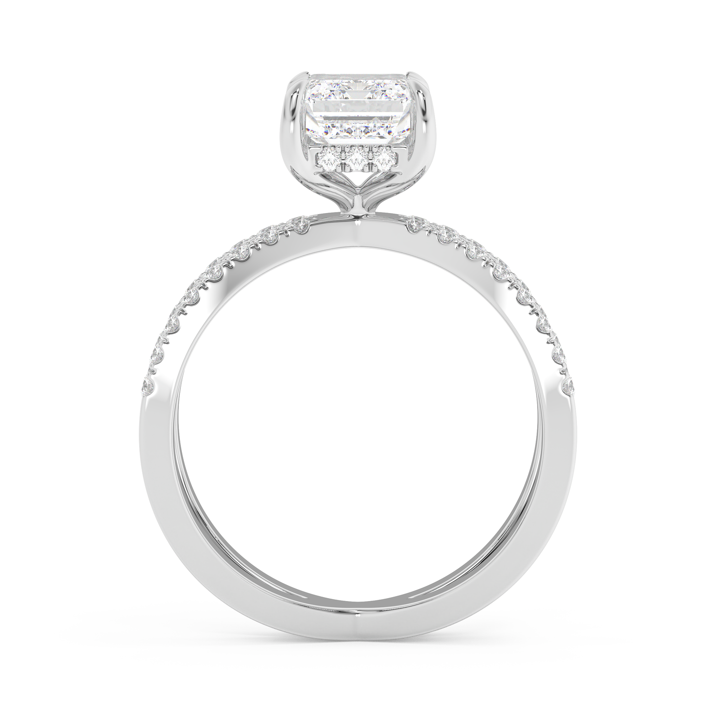 Emerald Solitaire Lab Grown Diamond Engagement Ring