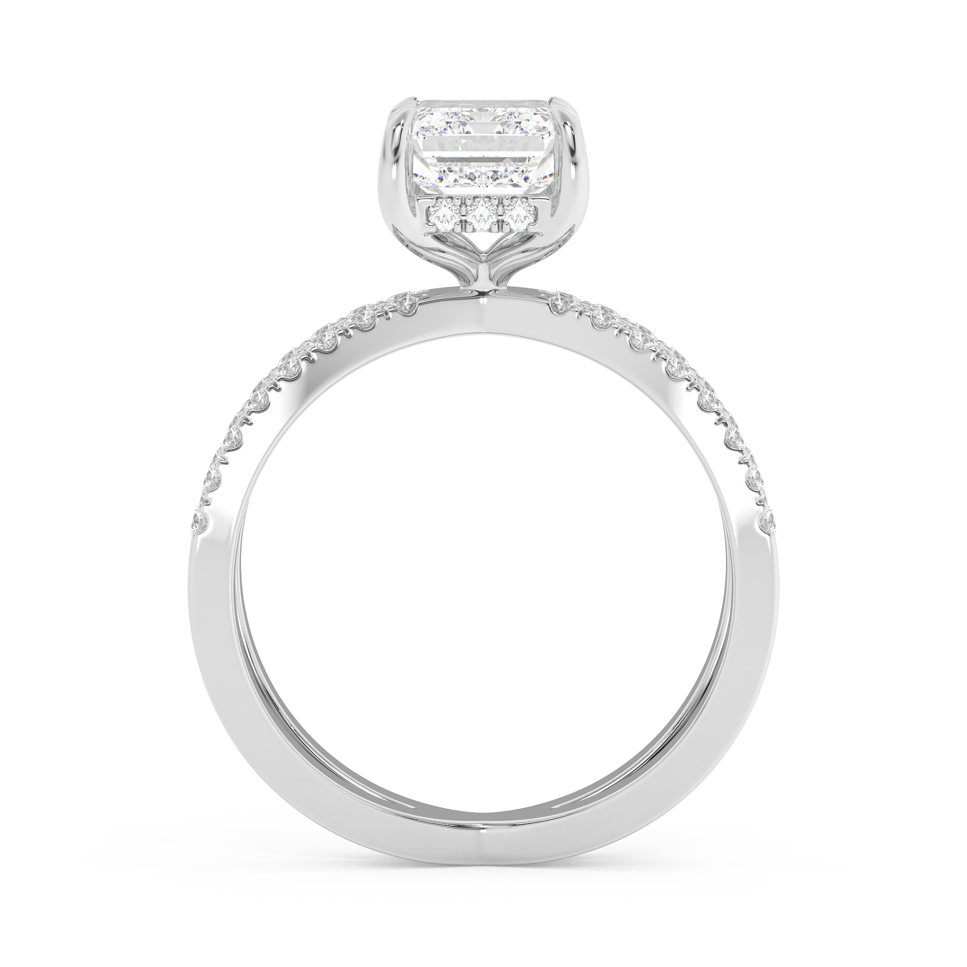 Emerald Solitaire Lab Grown Diamond Engagement Ring