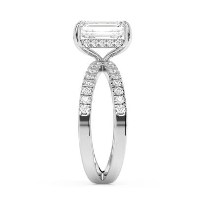 Emerald Solitaire Lab Grown Diamond Engagement Ring