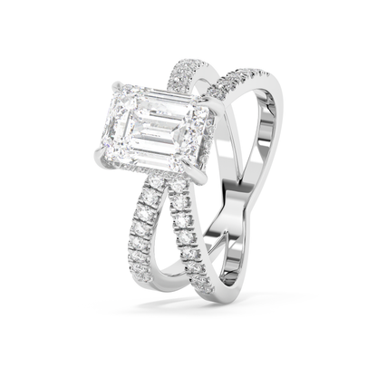 Emerald Solitaire Lab Grown Diamond Engagement Ring
