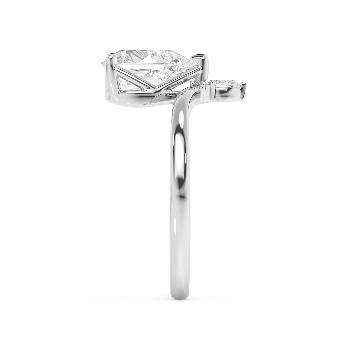 Emerald Solitaire Lab Grown Diamond Engagement Ring