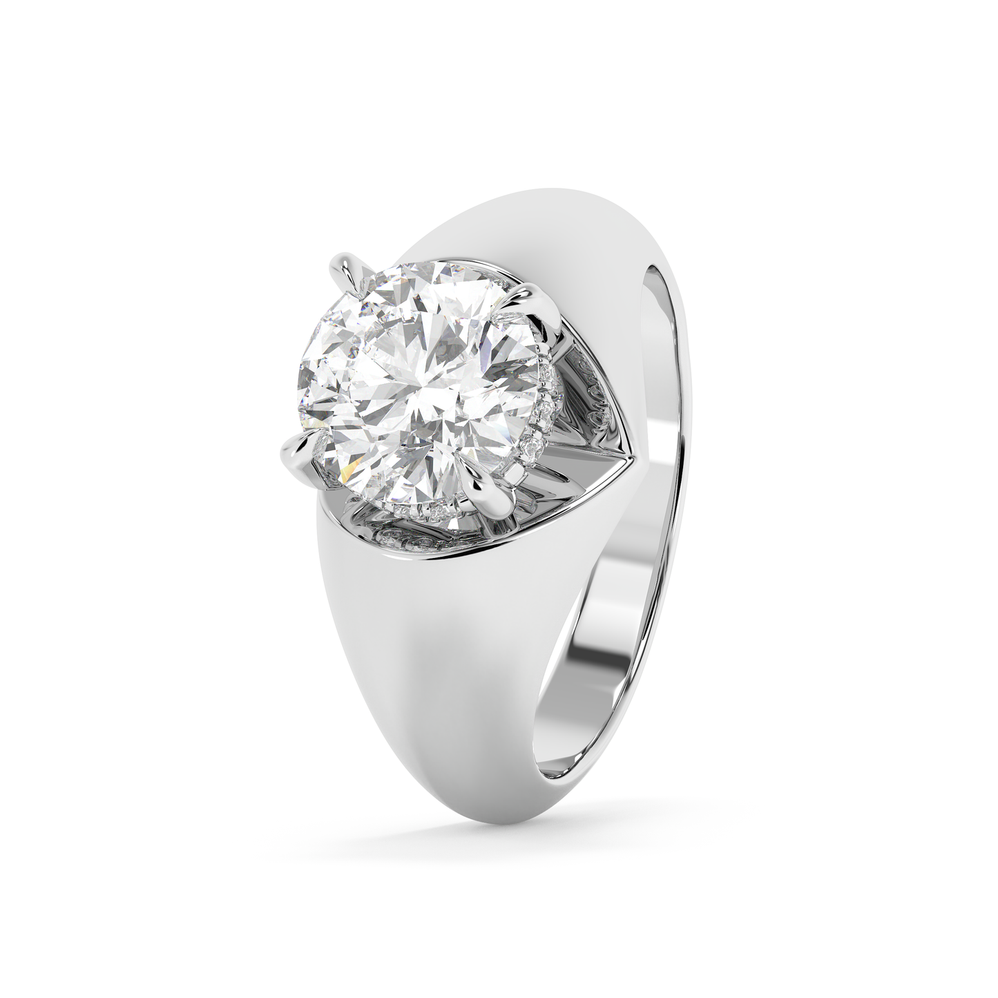 Emerald Solitaire Lab Grown Diamond Engagement Ring