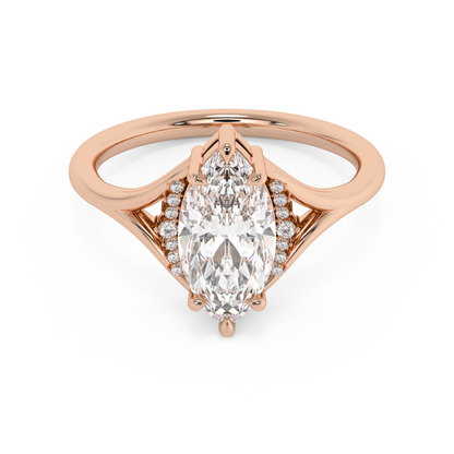 Emerald Solitaire Lab Grown Diamond Engagement Ring