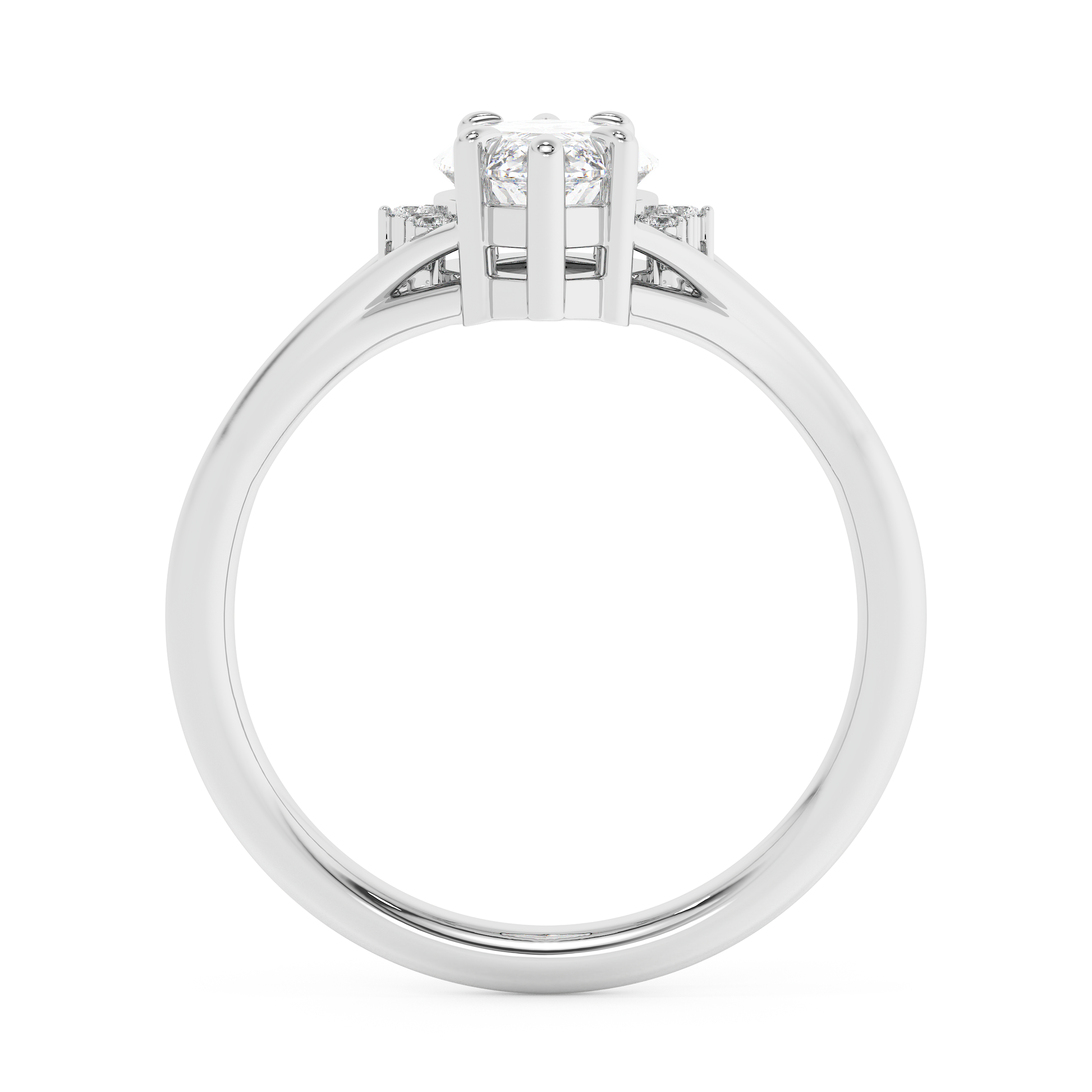 Emerald Solitaire Lab Grown Diamond Engagement Ring