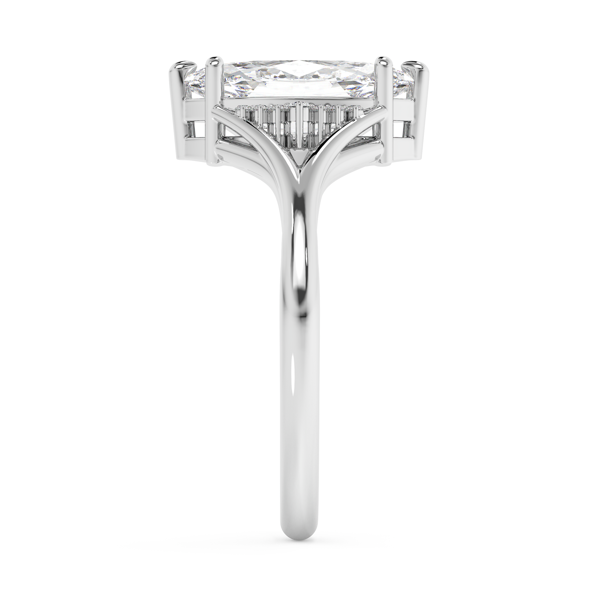 Emerald Solitaire Lab Grown Diamond Engagement Ring