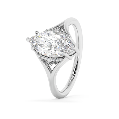 Emerald Solitaire Lab Grown Diamond Engagement Ring
