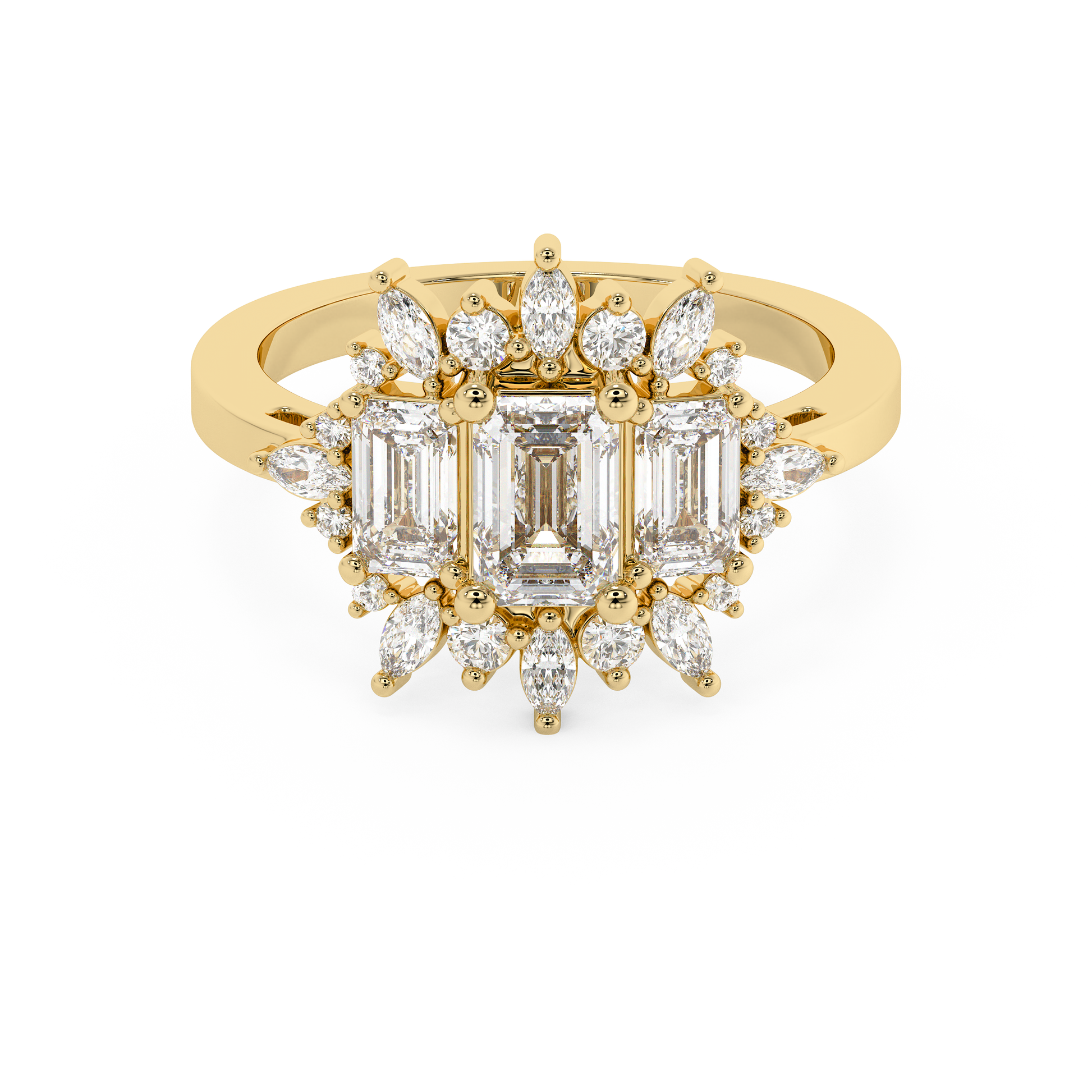 Emerald Solitaire Lab Grown Diamond Engagement Ring