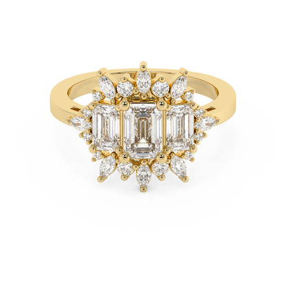 Emerald Solitaire Lab Grown Diamond Engagement Ring