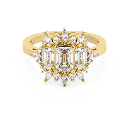 Emerald Solitaire Lab Grown Diamond Engagement Ring
