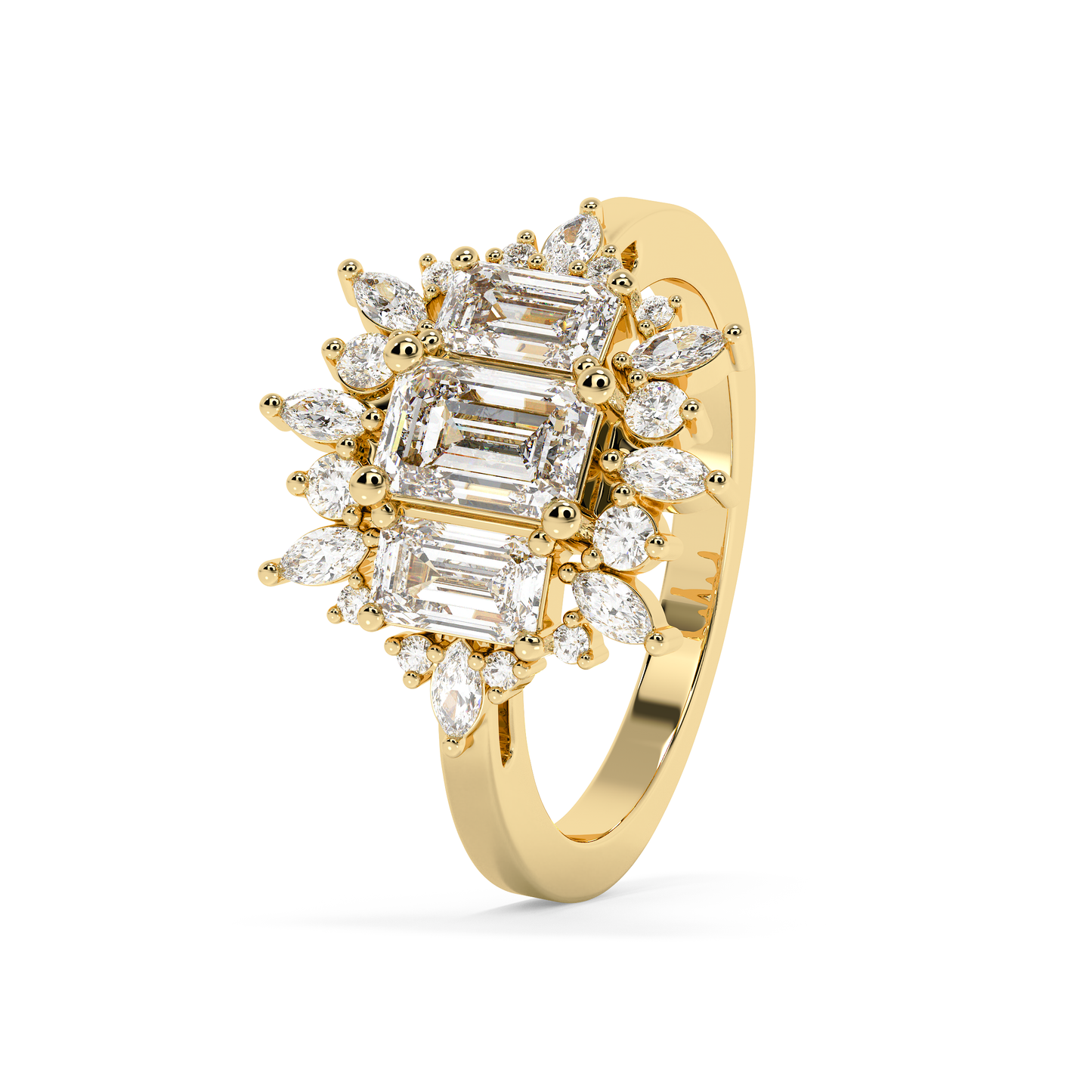 Emerald Solitaire Lab Grown Diamond Engagement Ring