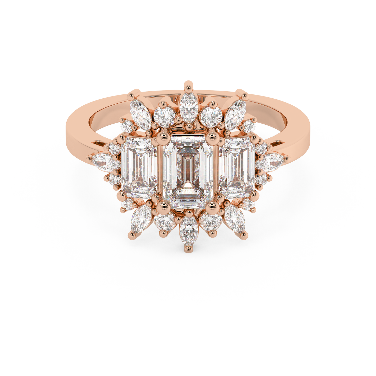 Emerald Solitaire Lab Grown Diamond Engagement Ring