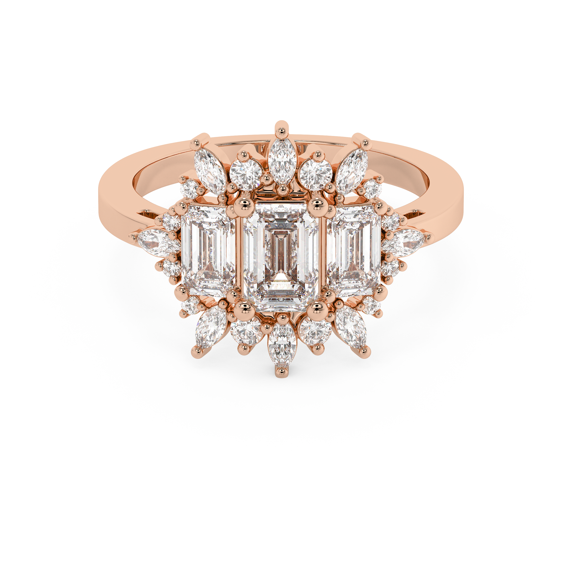 Emerald Solitaire Lab Grown Diamond Engagement Ring
