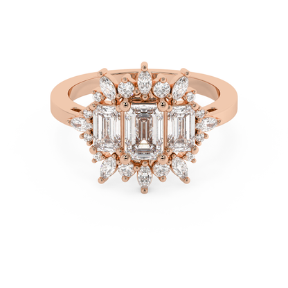 Emerald Solitaire Lab Grown Diamond Engagement Ring