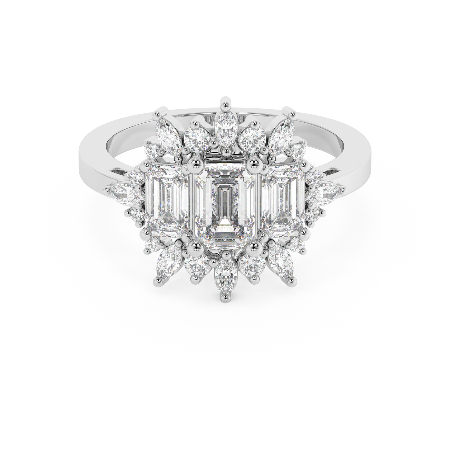Emerald Solitaire Lab Grown Diamond Engagement Ring