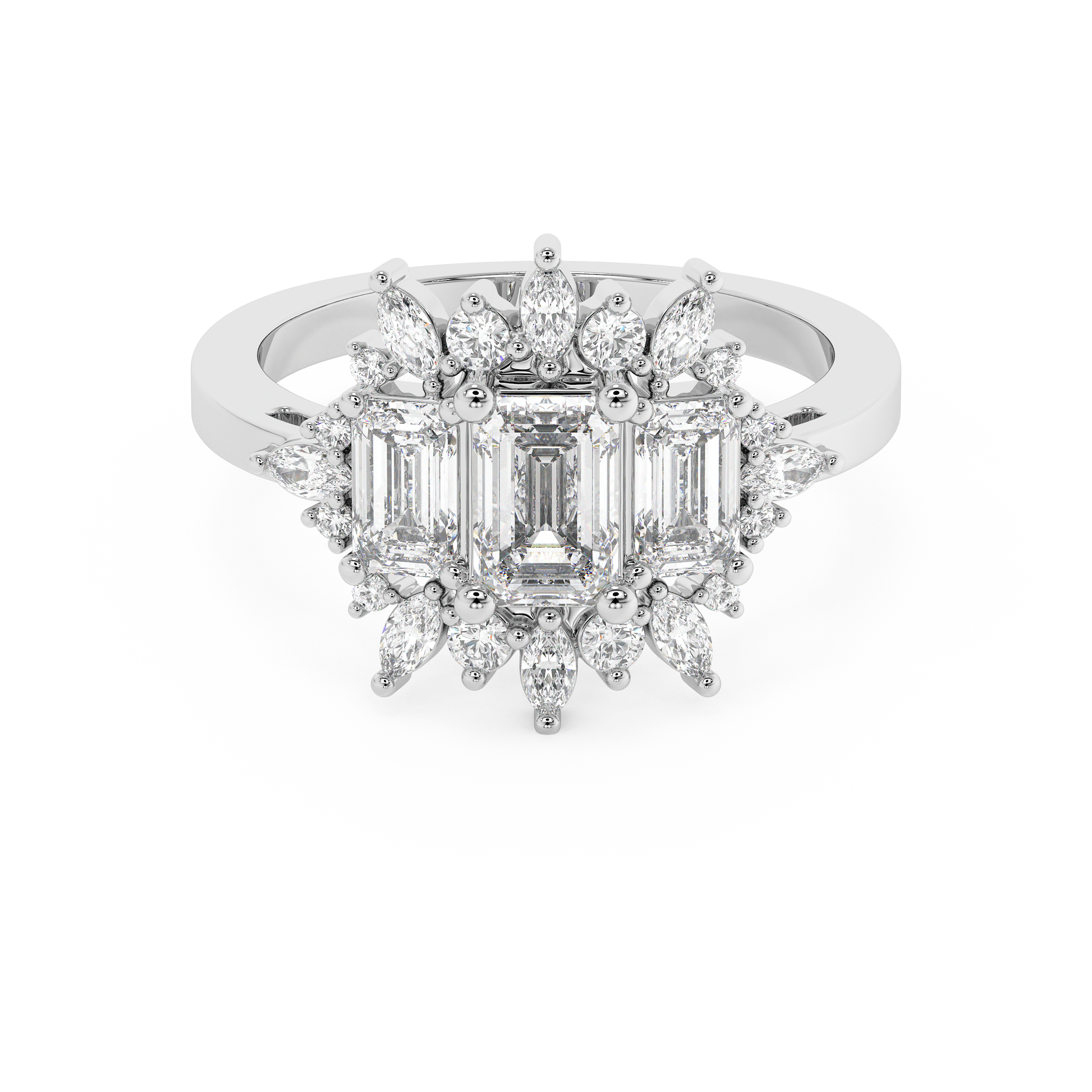 Emerald Solitaire Lab Grown Diamond Engagement Ring