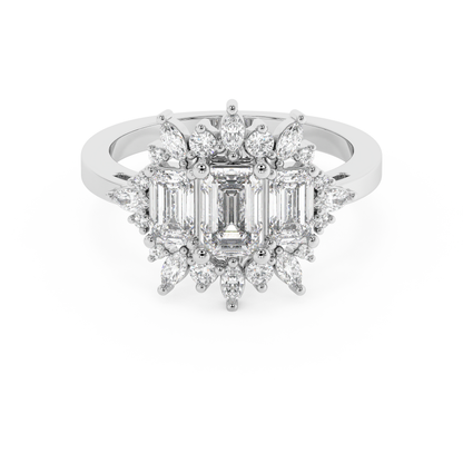 Emerald Solitaire Lab Grown Diamond Engagement Ring