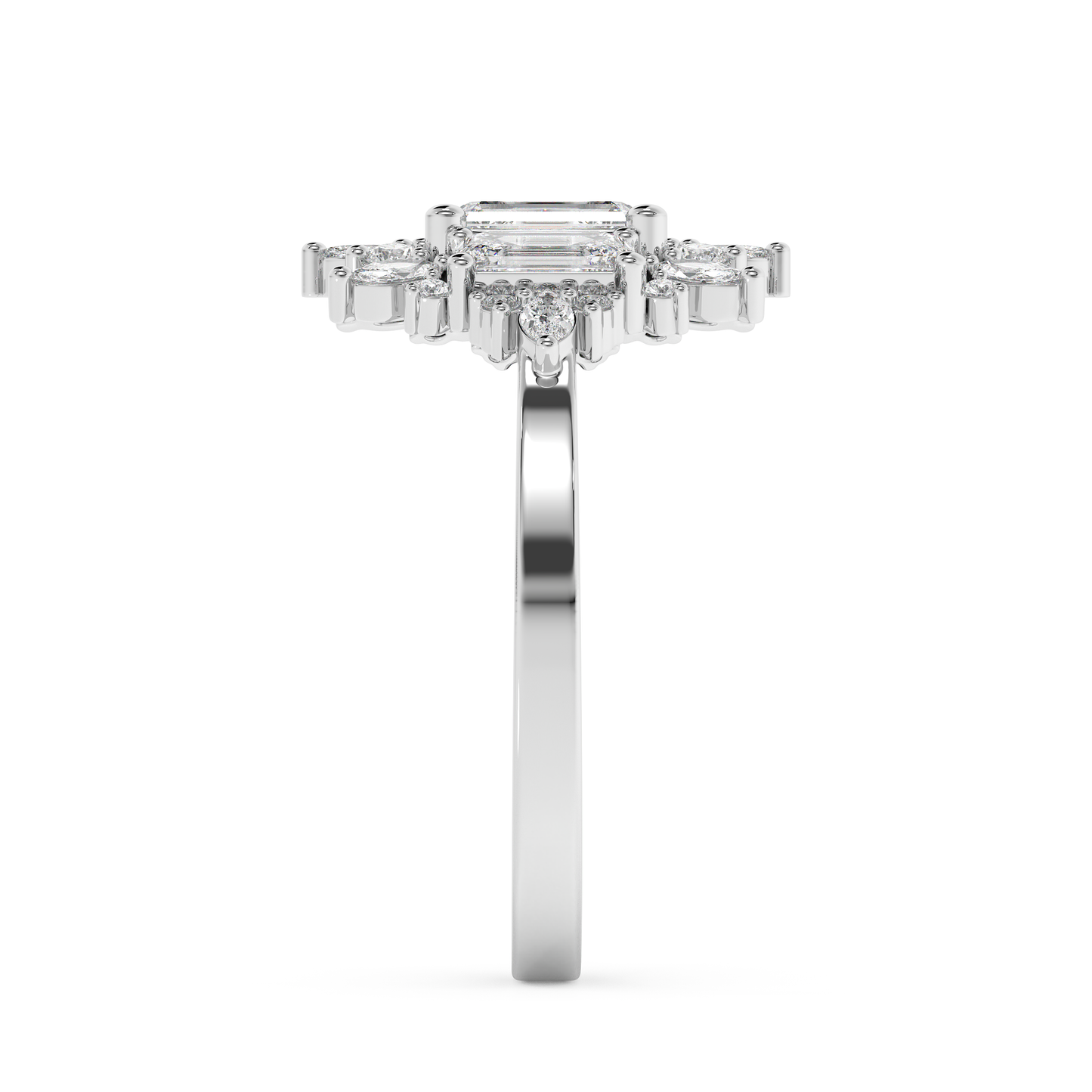 Emerald Solitaire Lab Grown Diamond Engagement Ring
