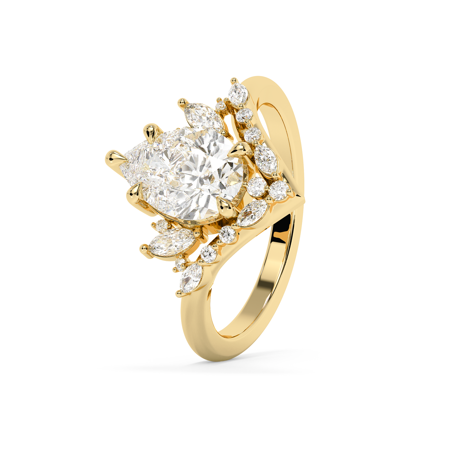 Emerald Solitaire Lab Grown Diamond Engagement Ring