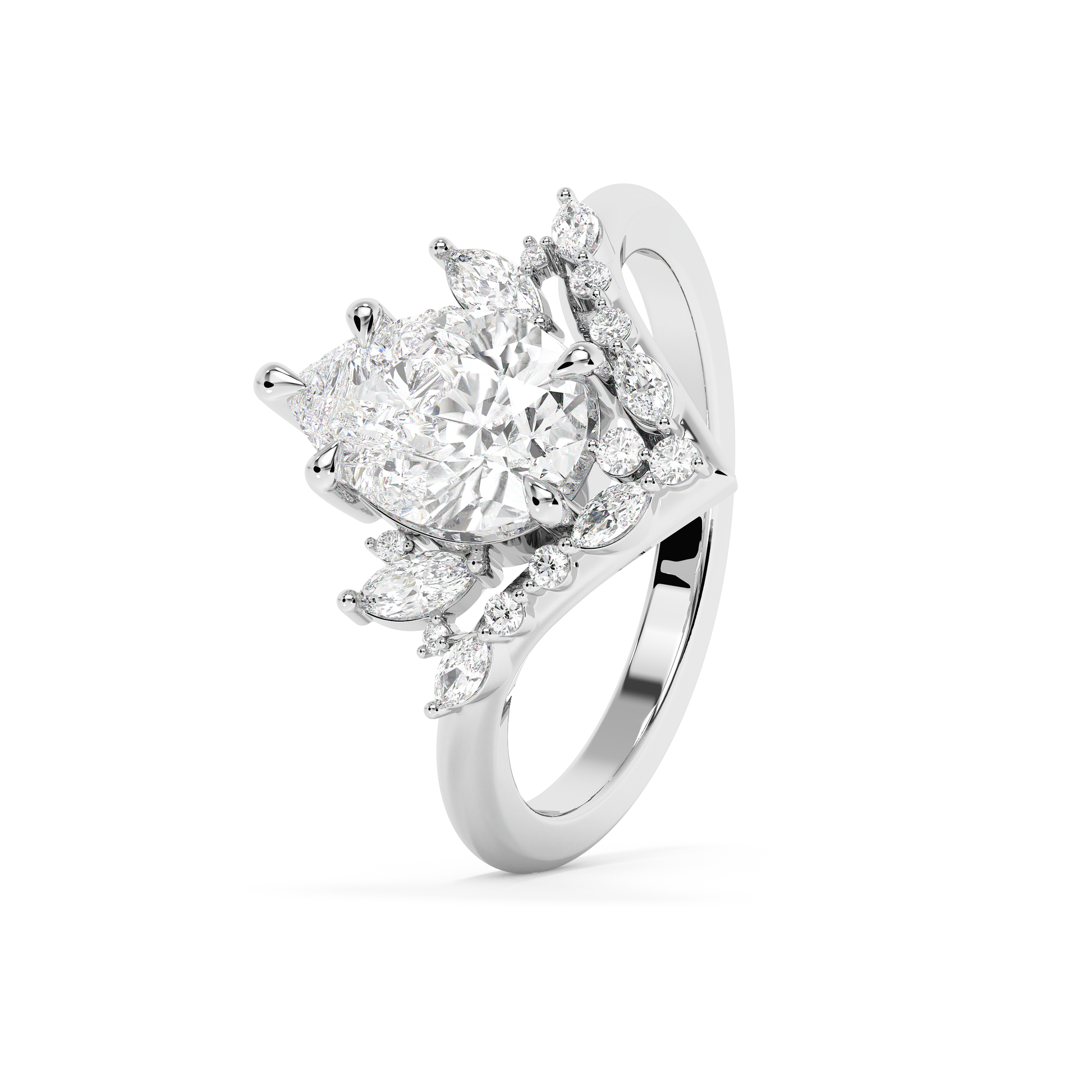 Emerald Solitaire Lab Grown Diamond Engagement Ring