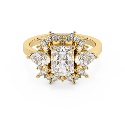 Emerald Solitaire Lab Grown Diamond Engagement Ring