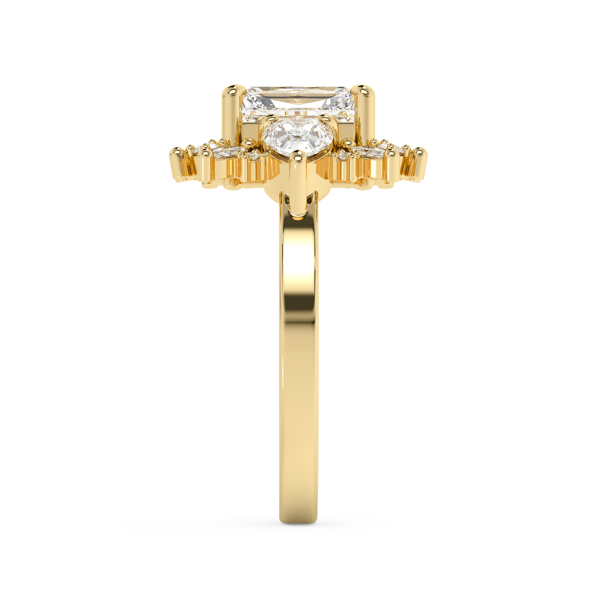 Emerald Solitaire Lab Grown Diamond Engagement Ring