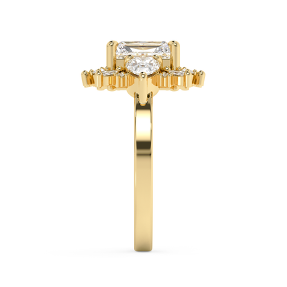 Emerald Solitaire Lab Grown Diamond Engagement Ring
