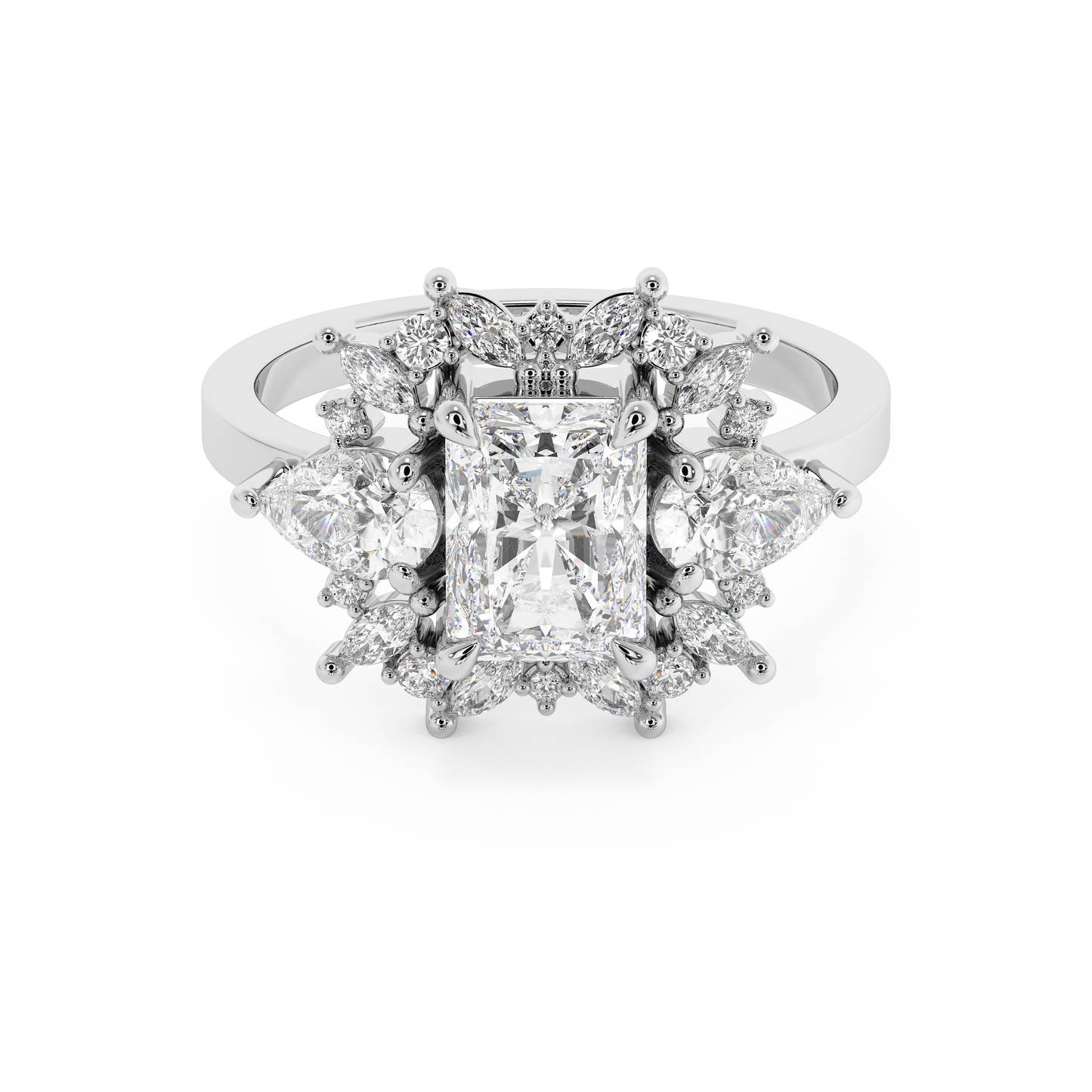 Emerald Solitaire Lab Grown Diamond Engagement Ring