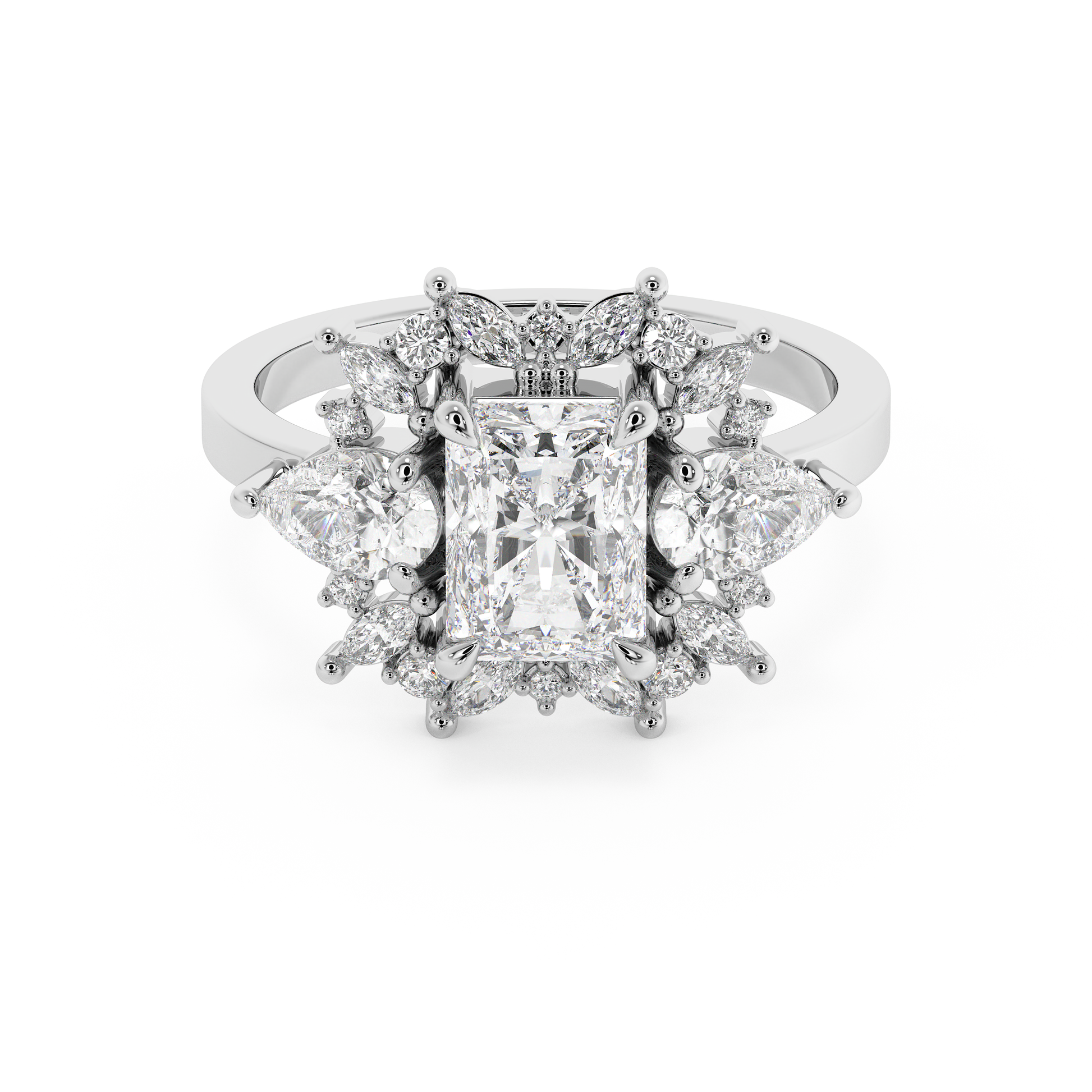 Emerald Solitaire Lab Grown Diamond Engagement Ring