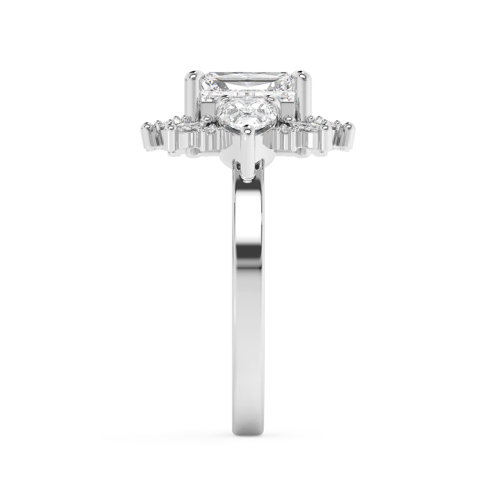 Emerald Solitaire Lab Grown Diamond Engagement Ring
