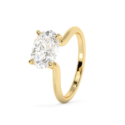 Emerald Solitaire Lab Grown Diamond Engagement Ring