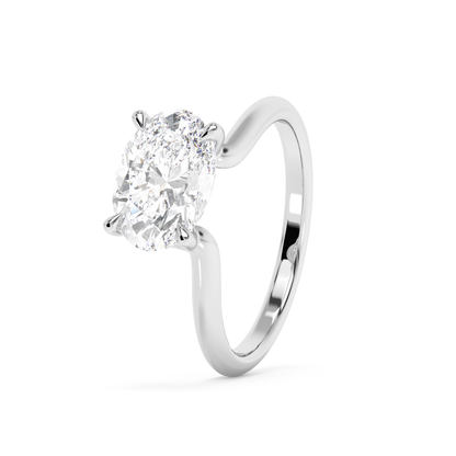 Emerald Solitaire Lab Grown Diamond Engagement Ring