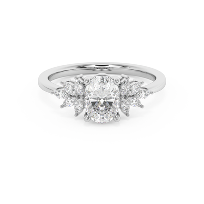 Emerald Solitaire Lab Grown Diamond Engagement Ring