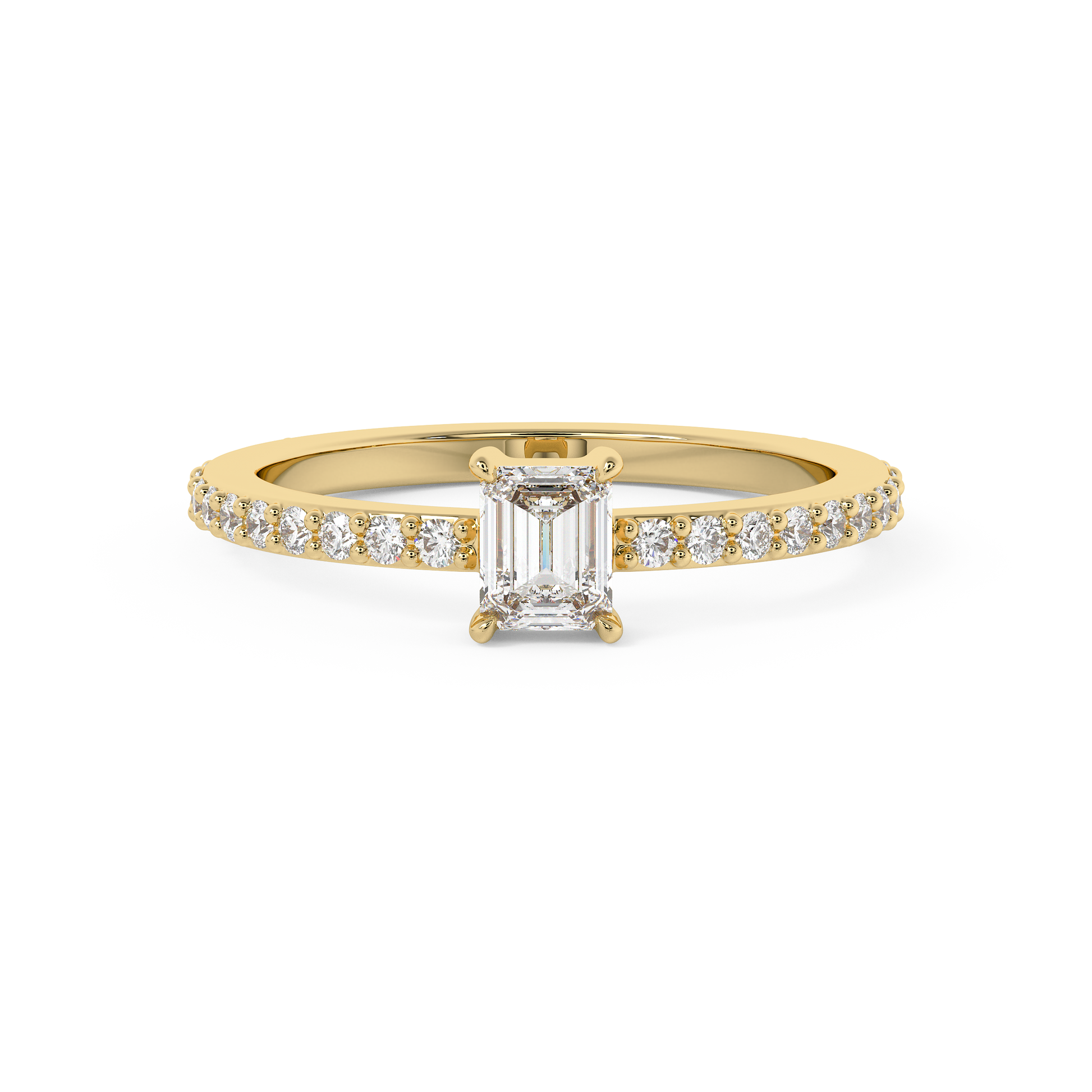 Emerald Solitaire Lab Grown Diamond Engagement Ring