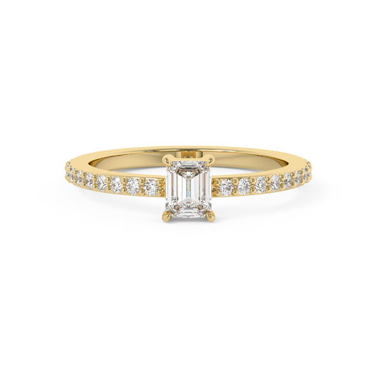 Emerald Solitaire Lab Grown Diamond Engagement Ring