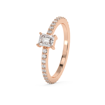 Emerald Solitaire Lab Grown Diamond Engagement Ring