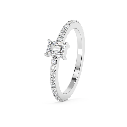 Emerald Solitaire Lab Grown Diamond Engagement Ring