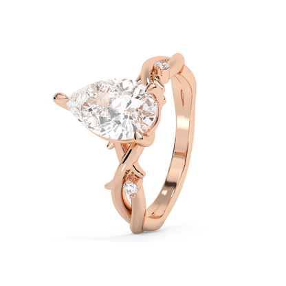 Emerald Solitaire Lab Grown Diamond Engagement Ring