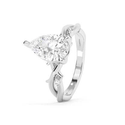 Emerald Solitaire Lab Grown Diamond Engagement Ring