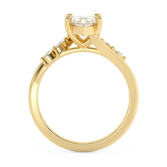Emerald Solitaire Lab Grown Diamond Engagement Ring