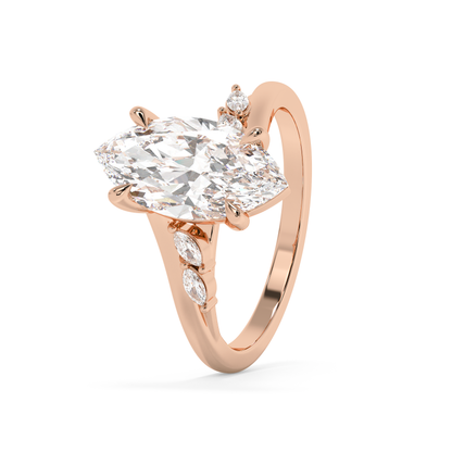 Emerald Solitaire Lab Grown Diamond Engagement Ring