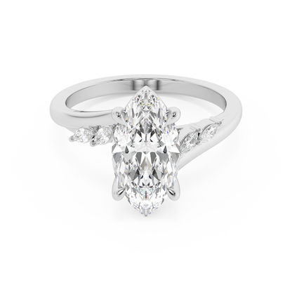 Emerald Solitaire Lab Grown Diamond Engagement Ring