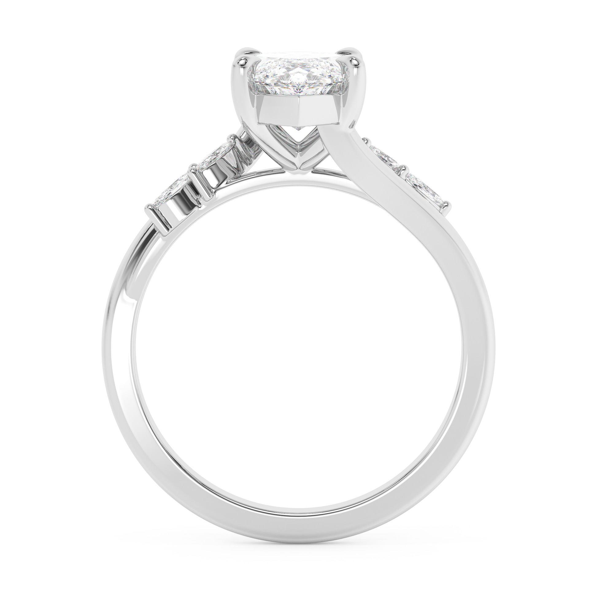 Emerald Solitaire Lab Grown Diamond Engagement Ring