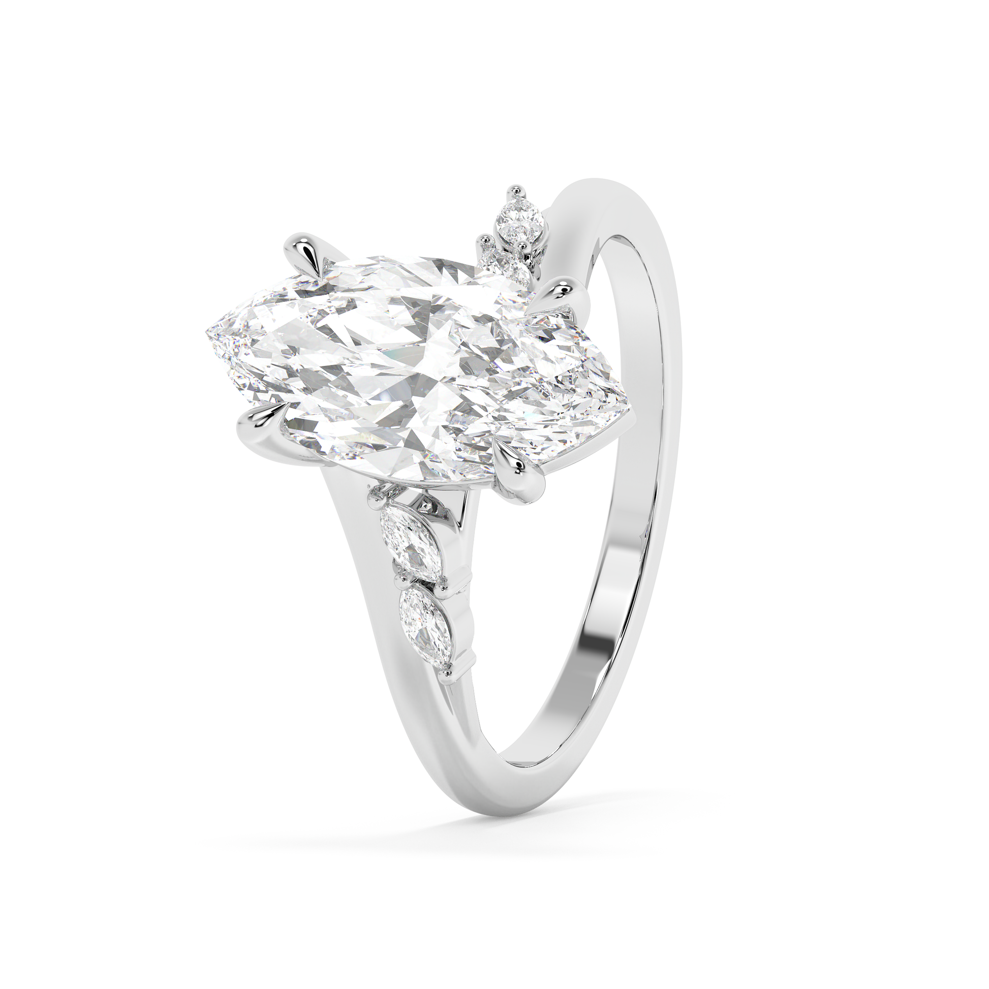 Emerald Solitaire Lab Grown Diamond Engagement Ring