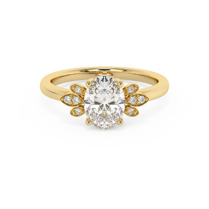 Emerald Solitaire Lab Grown Diamond Engagement Ring