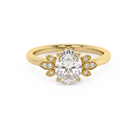 Emerald Solitaire Lab Grown Diamond Engagement Ring