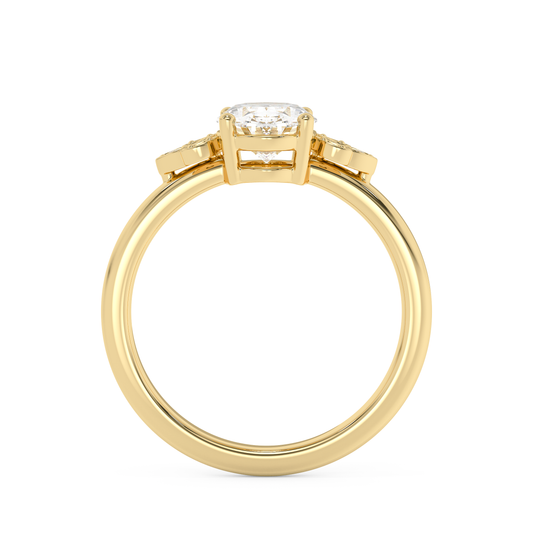 Emerald Solitaire Lab Grown Diamond Engagement Ring