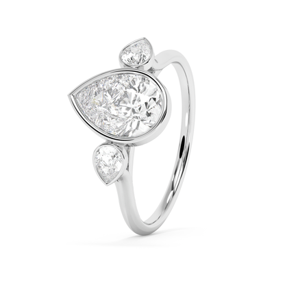 Emerald Solitaire Lab Grown Diamond Engagement Ring