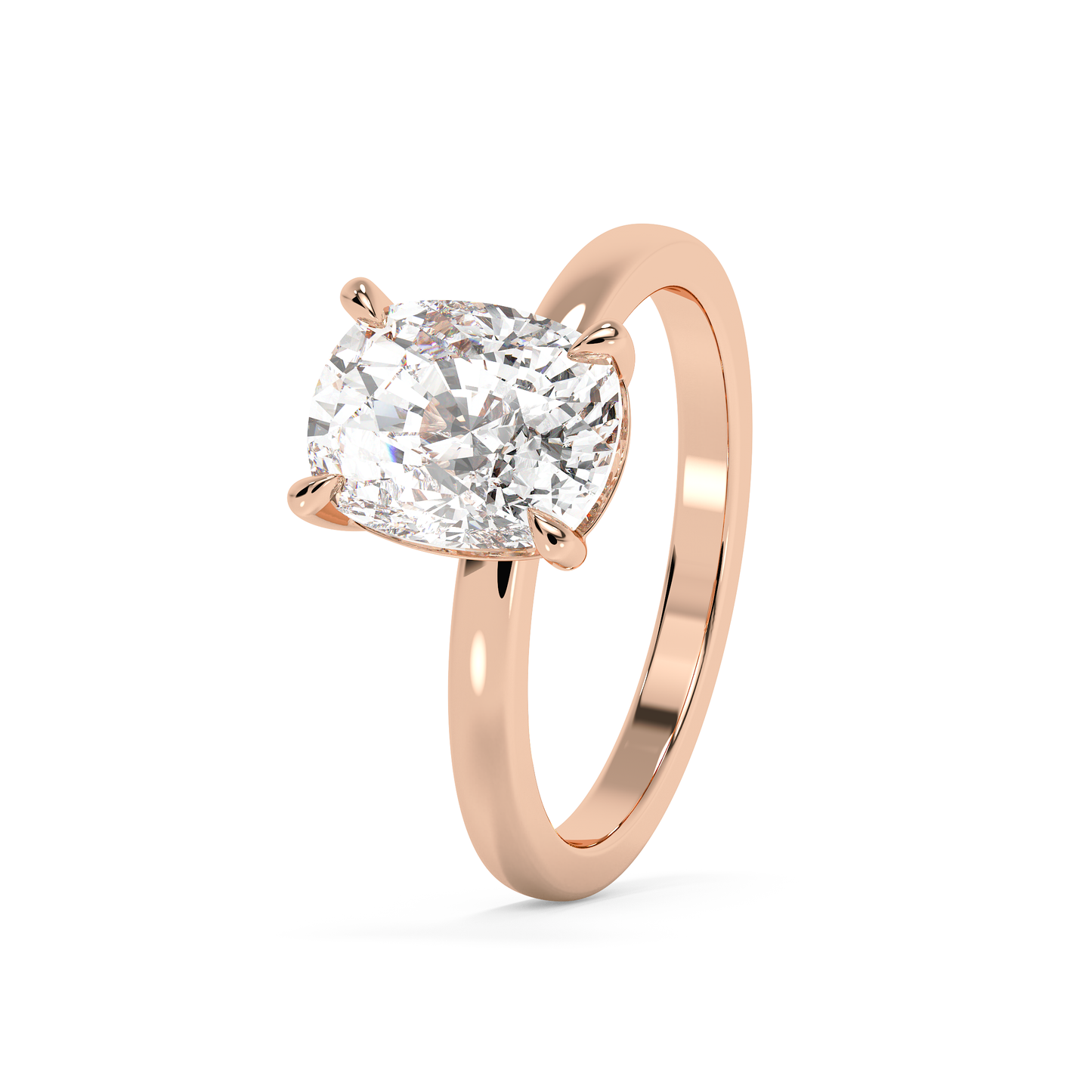 Emerald Solitaire Lab Grown Diamond Engagement Ring