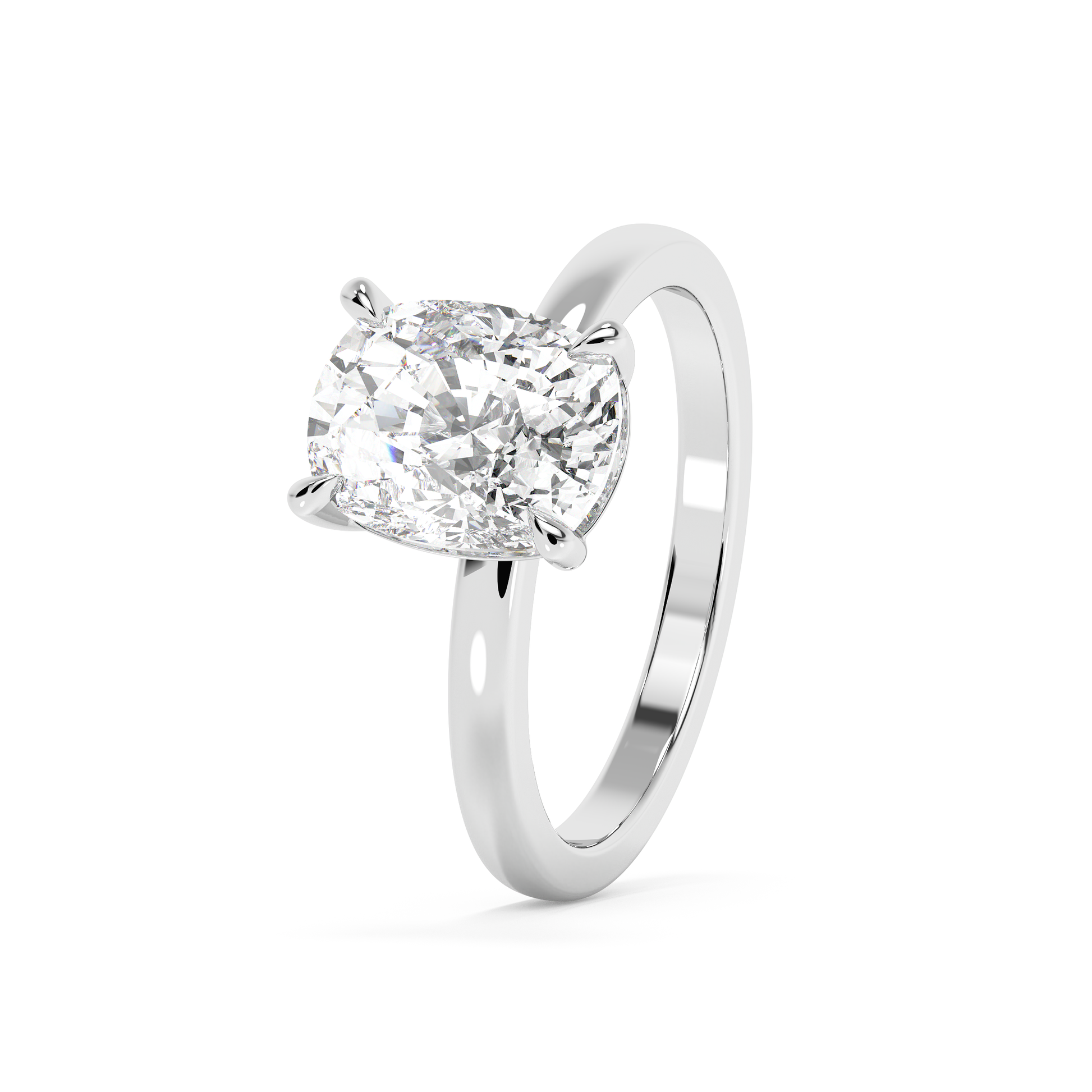 Emerald Solitaire Lab Grown Diamond Engagement Ring