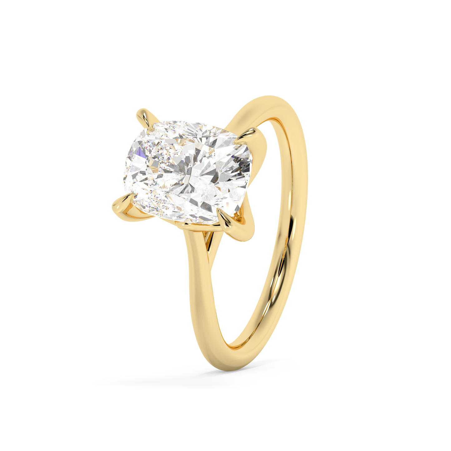 Emerald Solitaire Lab Grown Diamond Engagement Ring